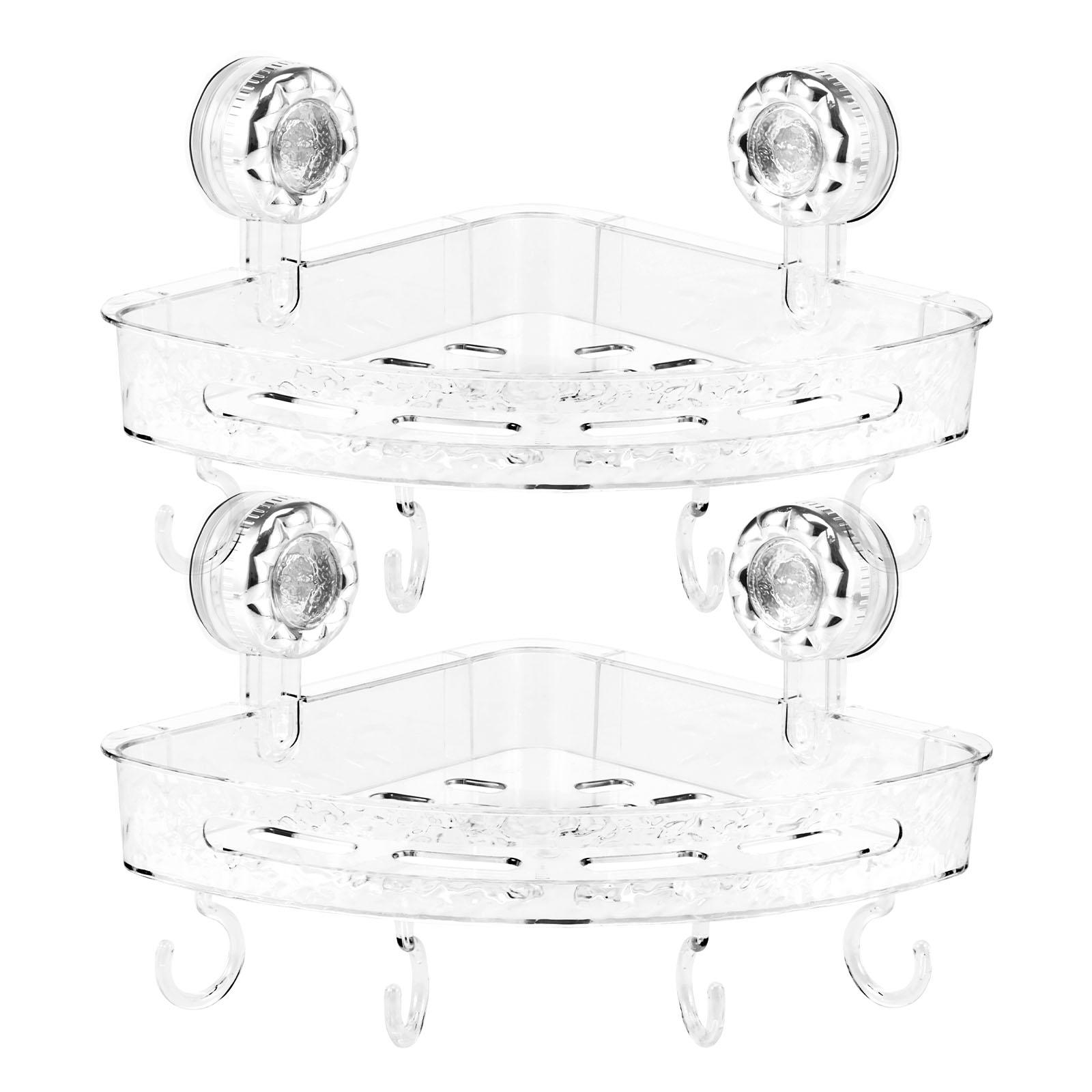 

2 шт. Угловая полка для душа, настенная, на присосках, стеллаж для хранения, без сверления, органайзер для шампуня и косметики для ванной комнаты