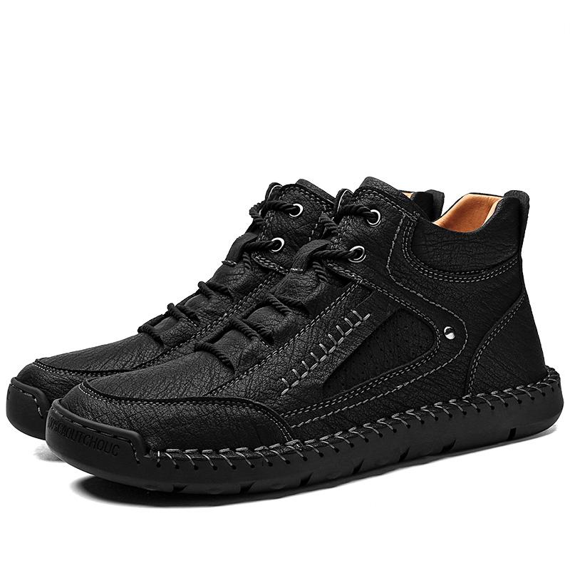 Men's Handmade Retro Leisure Shoes Large Size Casual Shoes Leather Rubber  Handmade Casual Shoes Winter Boots