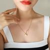 Minimalist Style Mixed And Matched Pin Metal Lock Titanium Steel Necklace Women'S Plated 18K Real Gold Pendant Button Head Collarbone Chain P709