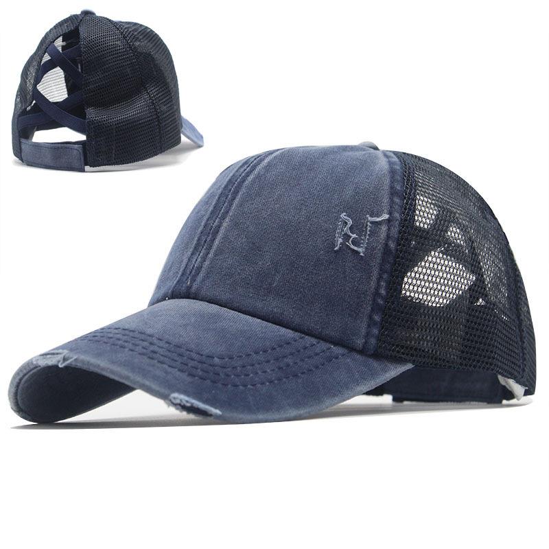 New Popular Outdoor Cross Ponytail Cap Sports Broken Edge Baseball Cap Summer Ladies Running Cap
