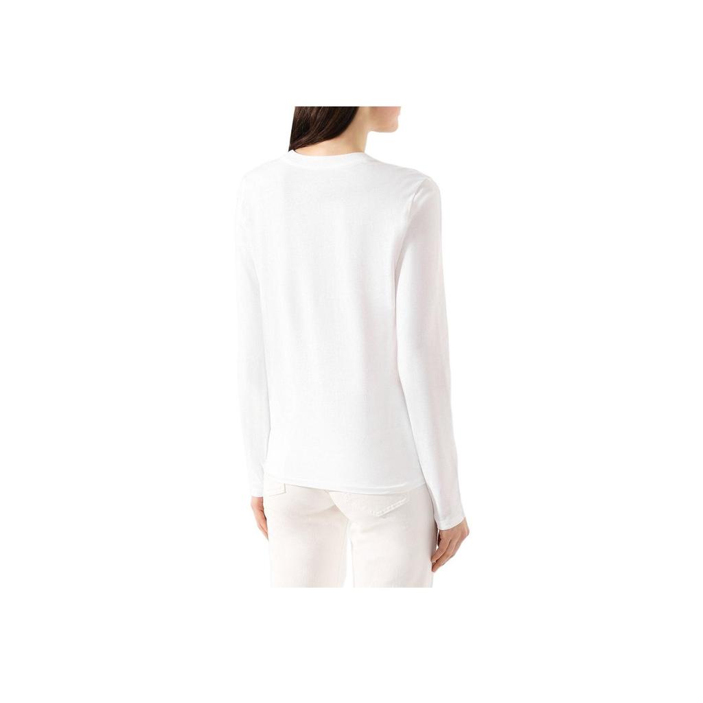 Polo Ralph Lauren SS24 Bear Pattern Crew Neck Long Sleeve Regular T-Shirt Women Tops White 211795418-001