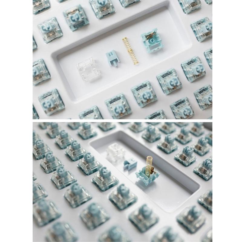 TTCs Silence Bluish White V2V3 Switches 3Pin Tactile Silence for Mechanical Keyboards Mute 2 Gold Plateds Spring Axises