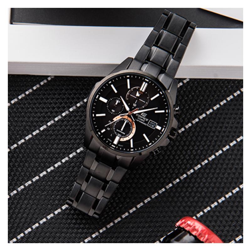 Casio EDIFICE Series Fashion Business IP Black Particle Coating Artificial Sapphire Mirror Solar Sports Waterproof Quartz Movement EFB-560SBC-1AVUPR