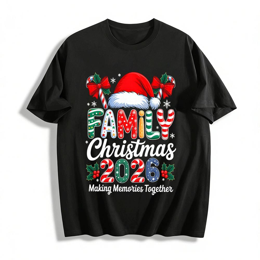 Family Christmas 2026 Making Memories Together Tee Pure cotton T-shirt XXS