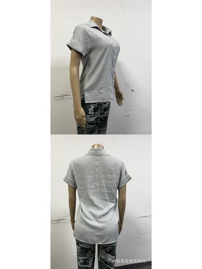 2026 Spring/Summer Women's Cotton Linen Pocket Short Sleeve Shirt