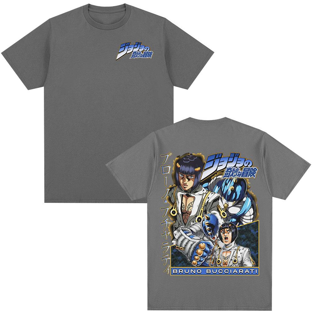 Anime JoJo Bizarre Adventure Tshirt Bruno Buccellati Manga Tshirts Mens Women Cotton Casual Short Sleeves T Shirt Streetwear