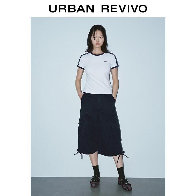 UR 2026 Spring Women s Trendy Elastic Waist Cargo Wide-Leg Pants M