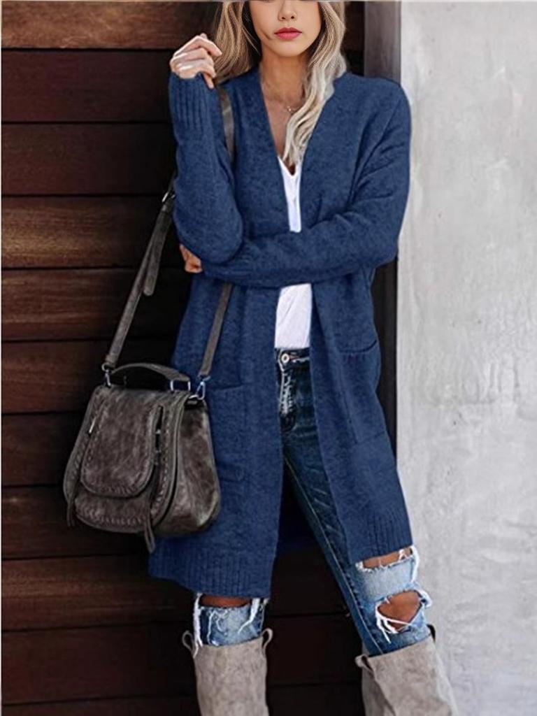 Cárdigan de punto de manga larga Abrigo suéter Casual holgado extragrande Ropa para mujer