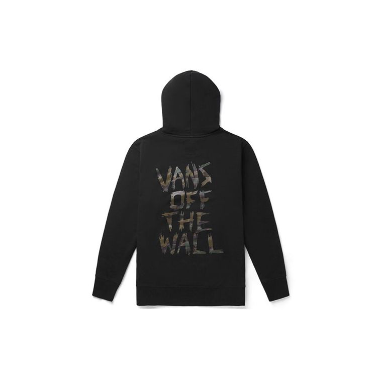 Vans Back Print Pullover Hoodie With Fleece Lining Men Tops Black VN0A4BP4BLK