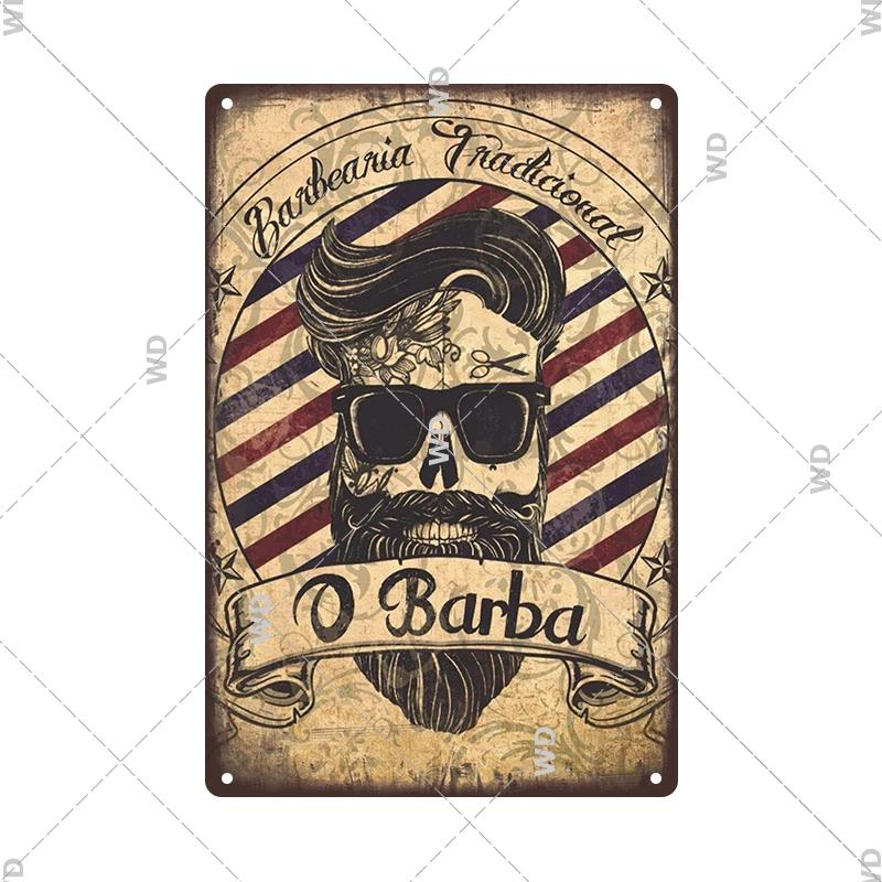 Classic Barber Shop Vintage Tin Signs Decorative Metal Plaque Metal Retro Wall Plates Salon Haircut and Shave Poster Wall Decor