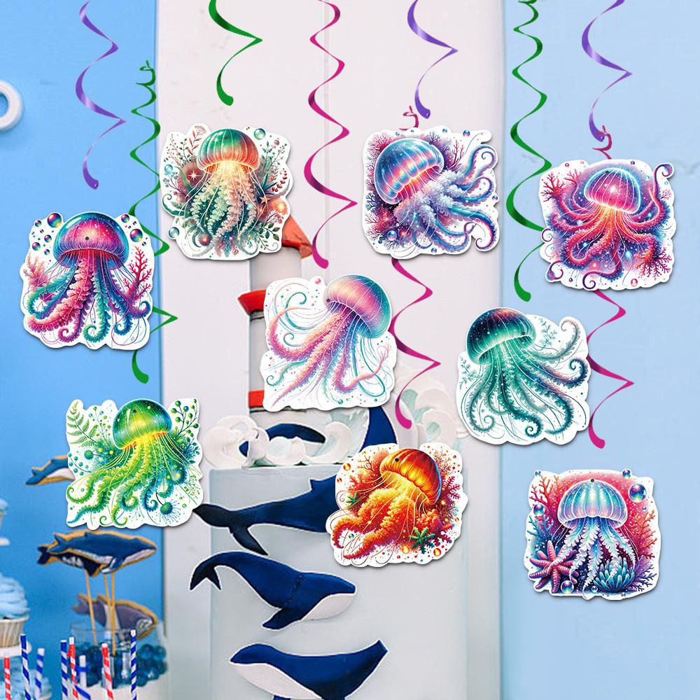 Ocean Colorful Jellyfish Pattern Birthday Party Decoration Pendant Hanging