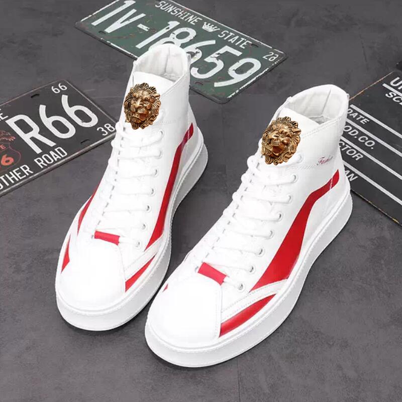 Modische europäische und amerikanische Reitstiefel für Herren, lässige High-Top-Schuhe im koreanischen Stil, Plüsch-Kurzstiefel mit dicker Sohle A2