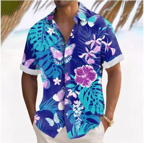 Men'S Hawaiian Short Sleeve Shirt Printed Fashion Casual Beach Shirt