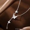 925 Sterling Silver Butterfly Tassel Necklace - High-End Luxury Clavicle Chain for Women 2025