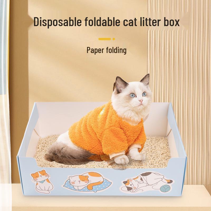 Foldable Large Capacity Cat Litter Box: Durable, Thickened, and Disposable for Travel