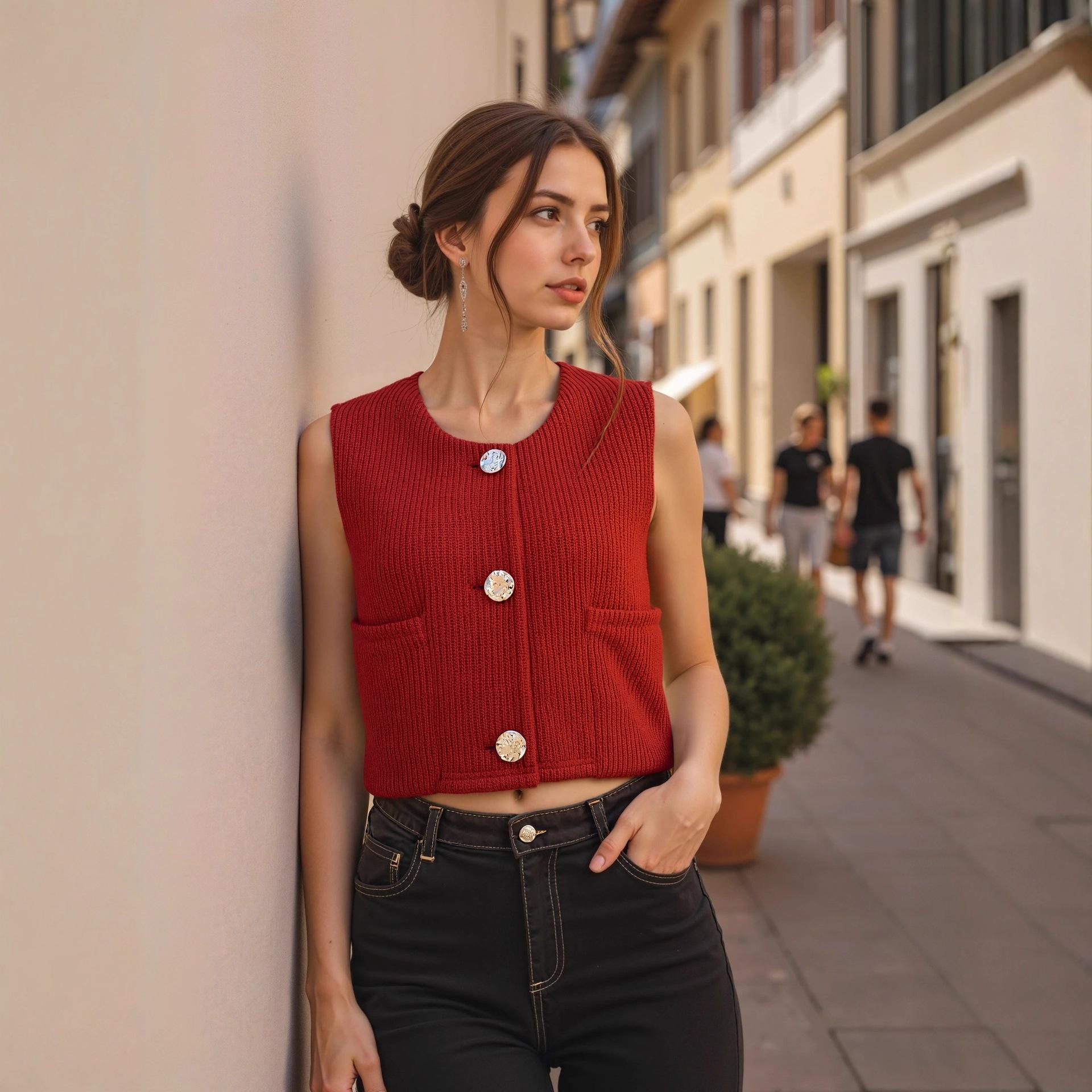 European and American women s clothing ZA spring and summer new street fashion thick needle vest knitted small vest S