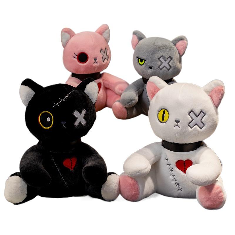 Juguete de Peluche de Gato de Humor de 25 cm Serie Oscura Rellena Gótico Lolita Animal de Peluche Peluche de Gato Regalo de Cumpleaños Juguetes Para Decoración de Habitación de Niños