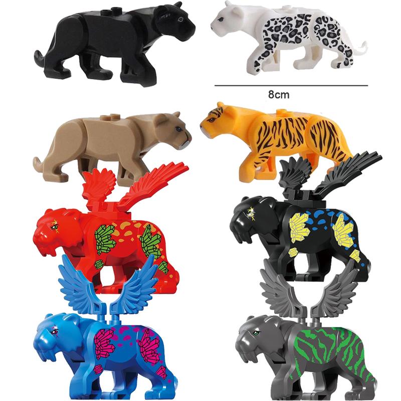 Afrikanische Wildtiere Zoo Bausteine Figuren Zubehör Säbelzahntiger Löwe Elefant Wolf Ente Spielzeugmodelle Kindergeschenk Spielzeug K93