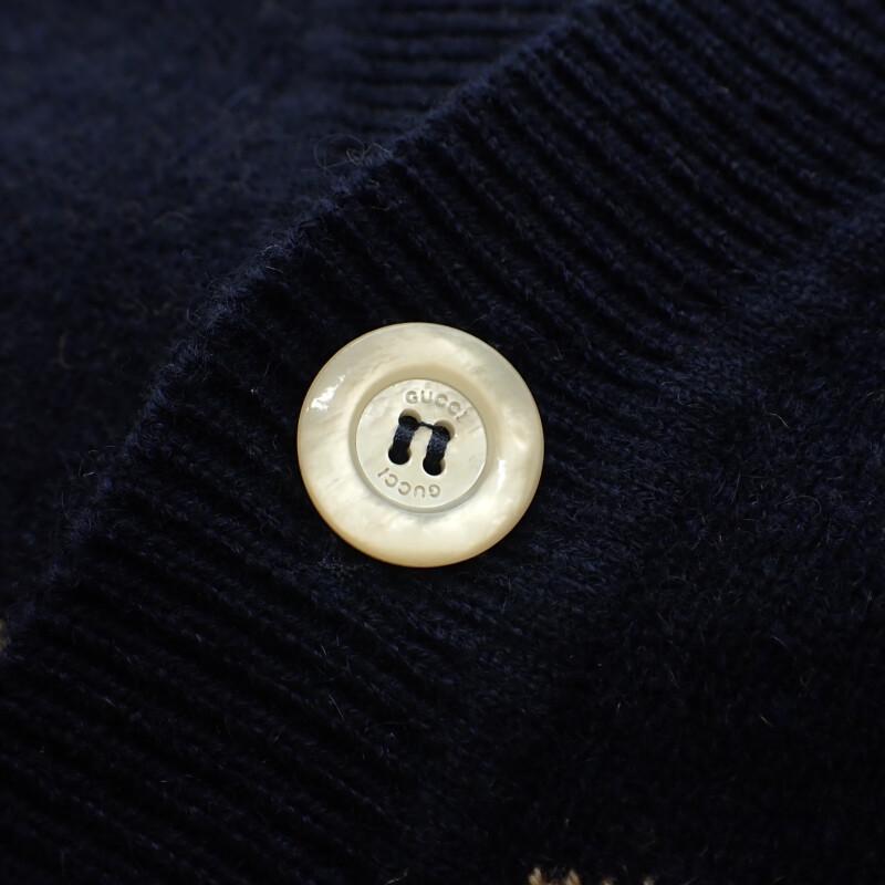 GUCCI  660285_XKB3T_4037 M cardigan Navy cashmere mens