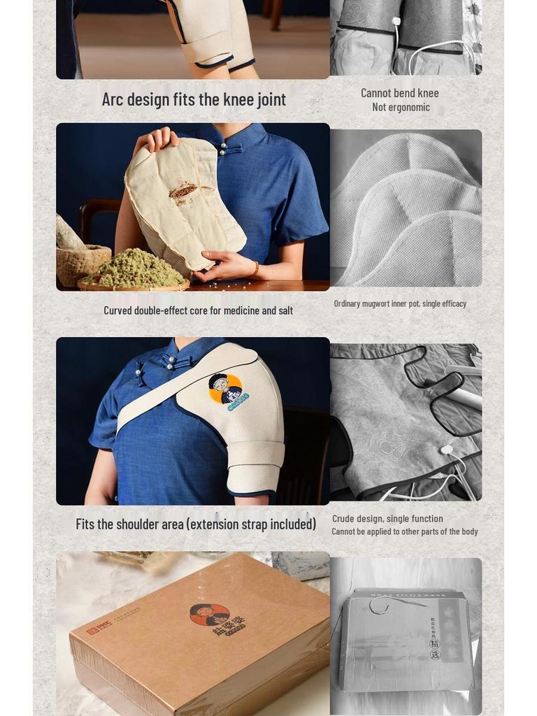 Grandma's Electric Heating Knee Pad: Warm Moxibustion Therapy with Sea Salt Pack for Joint Relief