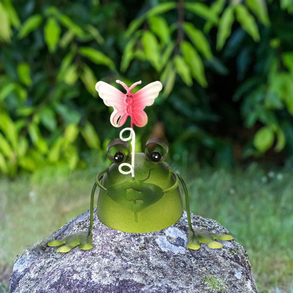 Yousheng Frosch Gartenstatue Handgefertigtes Eisen Frosch Ornament Sammlerfigur Frosch für Terrasse Balkon Zuhause Innendekor Schreibtisch