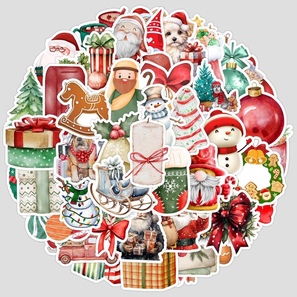 50 Christmas Decoration Graffiti Stickers Mobile Phone Computer Waterproof Stickers Christmas Holiday Stickers