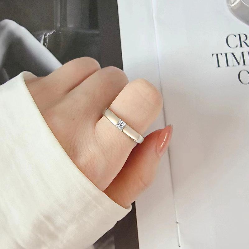 Sweet Zircon Couple Rings For Men And Women Fresh Matching Band Set Elegant Daily Wear Jewelry Gift For Him And Her