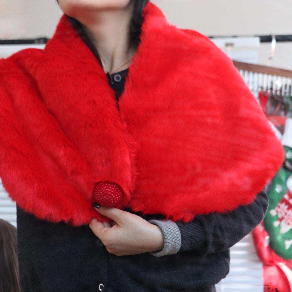 Ticken Warm Wedding Faux Fur Shawl Faux Fur Rabbit Fur Scarves Soft Cloak Plush Shawl  Women