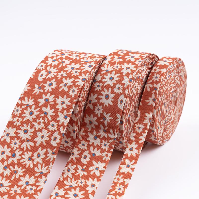 10 Yards 25/40mm Width Chiffon Flower Ribbon Print Fabric Floral Trim DIY Garment Hair Bow Tie Collar Handmade Accessory