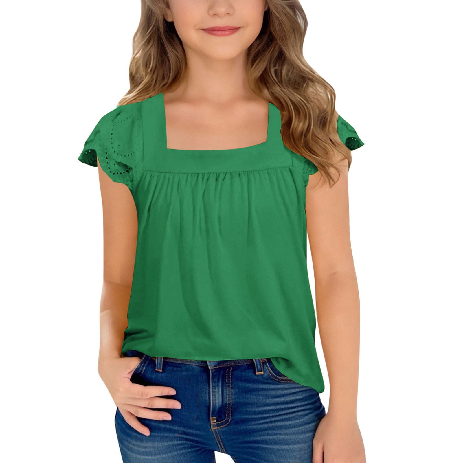 Children s Fashionable Short-Sleeve Casual Loose-Fit Top 140 зелёный