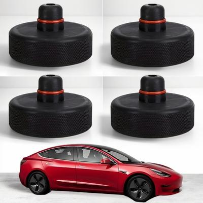 4pcs Tesla Jack Pad Adapters - Black Rubber Lift Point Protectors for Model X/S/3, Heavy-Duty Safe Lifting