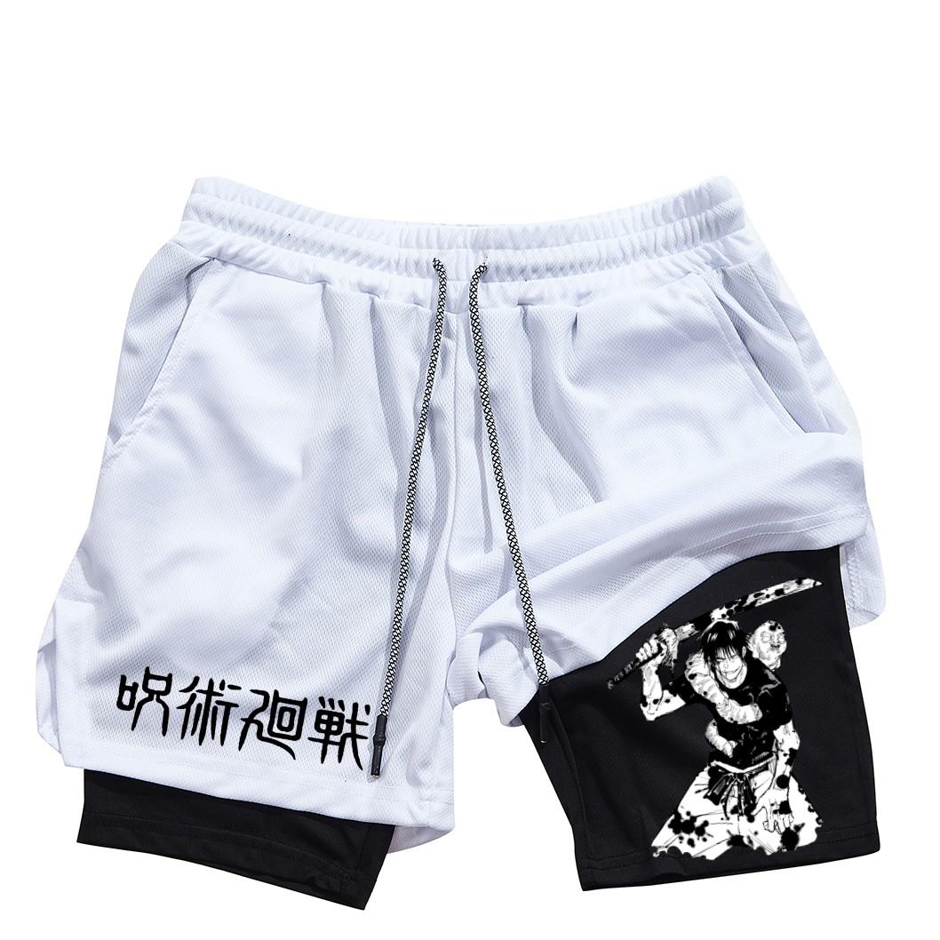 

Аніме Performance Shorts Toji Printed Men GYM Casual Sports Shorts Workout Running Mesh 2 In 1 Sport Short Pants XXXL