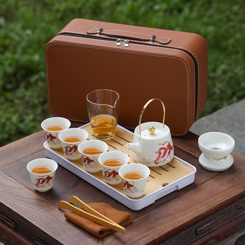 OIMG Portable Mutton-fat Jade Style Kung Fu Tea Set