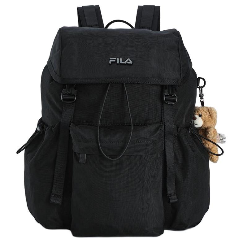 FILA Original Simple Fashion Versatile Logo Buckle Closure Fabric Backpack Unisex backpack Black F13U529134FBK Black