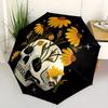 1pc Skull Flowers Auto Open/Close Leisure Umbrella, Portable Folding Umbrella for Travel, Themed Events, It is suitable as a gift for various festival