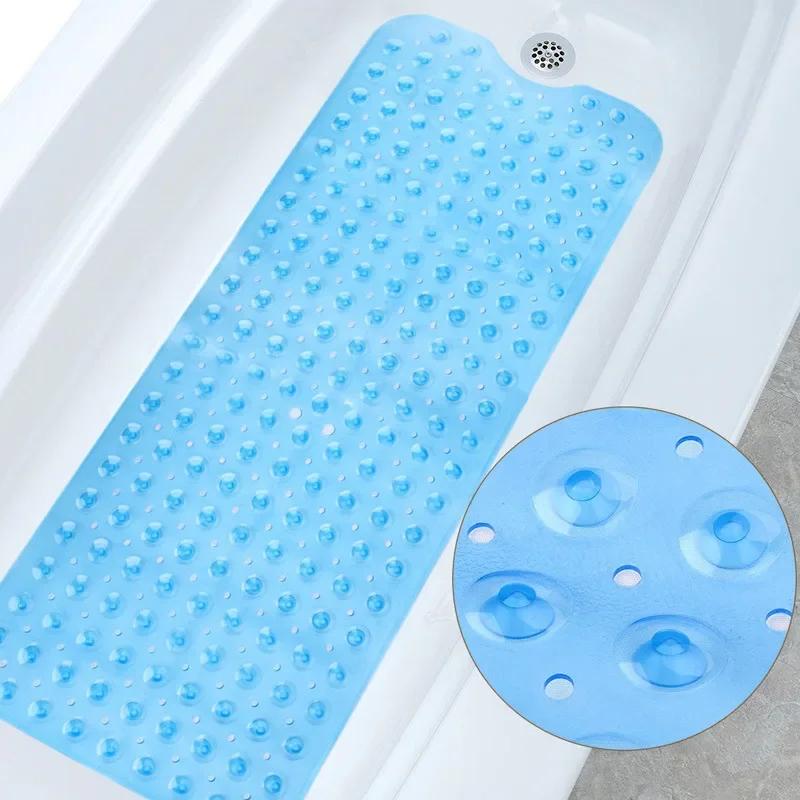 40x100cm Anti-Slip Bathtub Mat with Suckers Soft Non-Skid Shower Mat for Kids Elderly Massage Bathroom Rug Waterproof Floor Pad