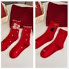 Women's Christmas Red Cartoon Mid-Calf Socks for Autumn and Winter