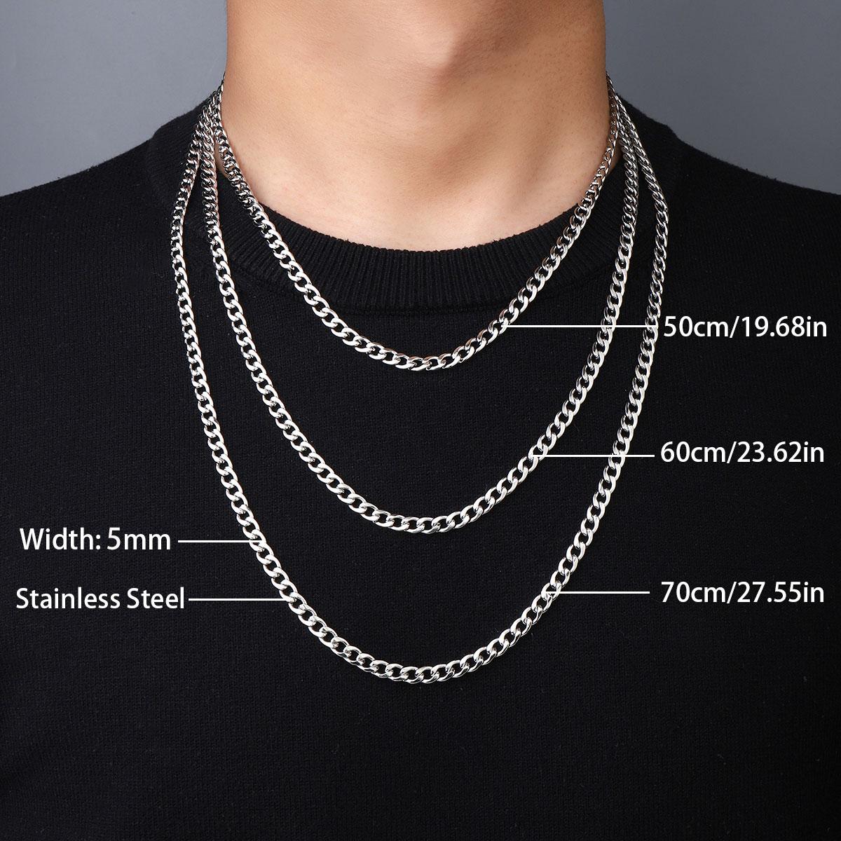 

Цепочка Figaro Never Fade Tatinium 5 мм для мужчин, женщин и девушек, ювелирные изделия из нержавеющей стали в стиле хип-хоп, уличное крутое ожерелье 60cm