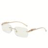 Frameless Rectangular Glasses for Men Women Gold Metal Border Leopard Head Buckle Luxury Fashion Eyewear