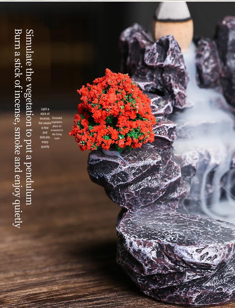 Creative High Mountain Water Resin Backflow Incense Burner - Sandalwood & Agarwood Indoor Ornament