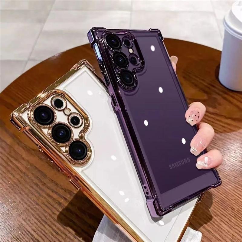 For Samsung Galaxy S25 Ultra Luxury Transparent Plating Frame Phone Case For Samsung S22 S23 S24 Plus A15 A55 Protective Cover
