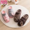 Winter Women's Cute Cartoon Closed Heel Velvet Slippers - Non-slip, Warm, Indoor Cotton Fur for Couples