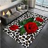 VIKAMA Vintage Leopard Print Rose Rug Soft And Comfortable Home Living Room Sofa Creative Decorat Carpet Bedside Rug For Bedroom