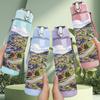 1PC Mountain Curve Road Landscape Print 750ml Color Plastic Sports Water Bottle Leakproof Flip Straw Lid Suitable for Sports Office Home Use