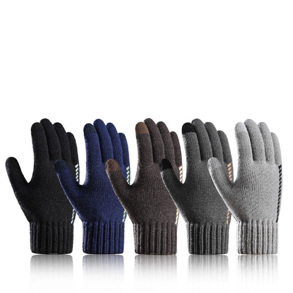 Thickened Knitted Woolen Gloves Touchscreen Full Finger Gloves Fashion Men Knitted Gloves  Sports