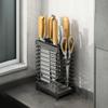 Stainless Steel Knife Holder Space Saving Kitchen Knives Stand Hollow Iron Wire Cutlery Display Organizer for Kitchen Countertop