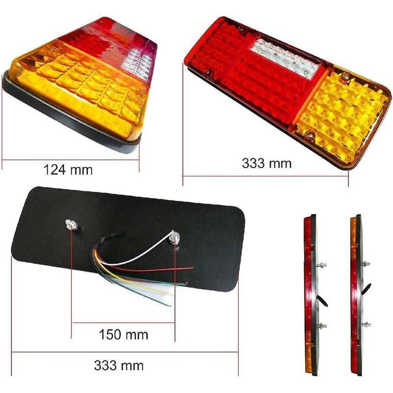 2Pcs 12V Tail Lights Car Truck Tail Light Taillight Rear Brake Light Turn Signal Lamps Indicator Car Truck Trailer Caravan Bus