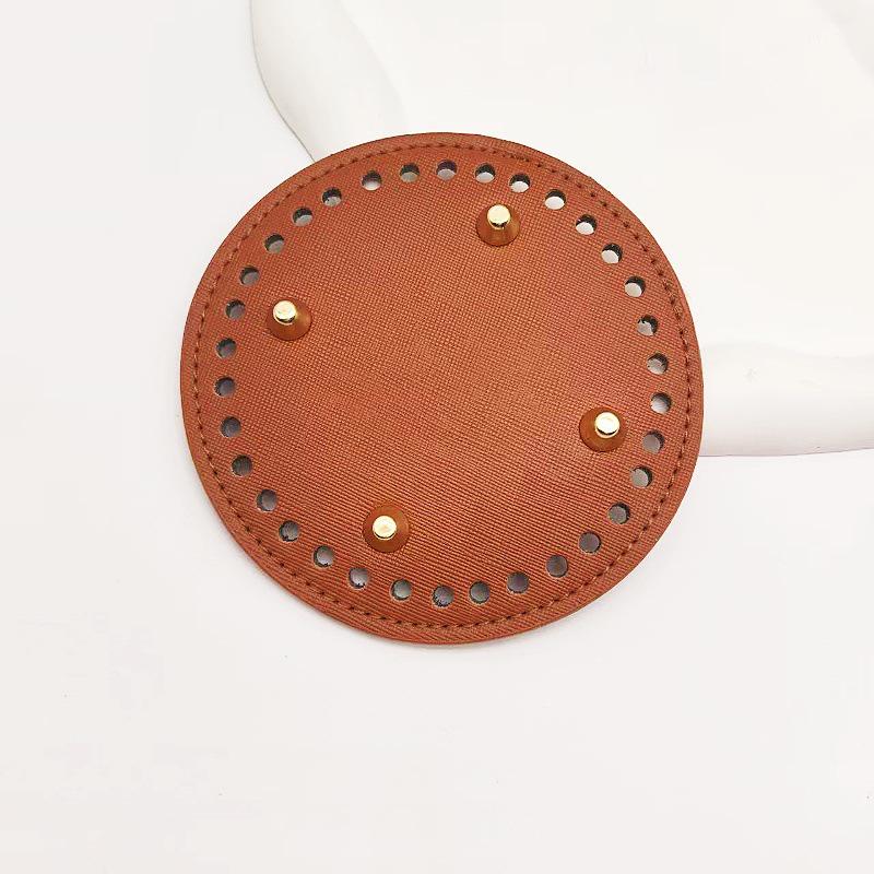 Hand-Crocheted DIY HyunA Woven Bag Base - 12cm Round PU Leather Bottom for Handbag Accessories