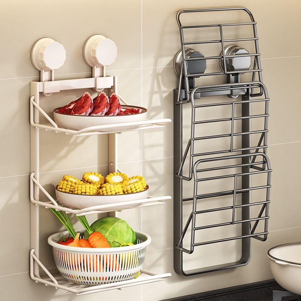 Punch-Free 3 Layers Foldable Storage Tray Suction Cup Food Sorting Tray  Side Dish