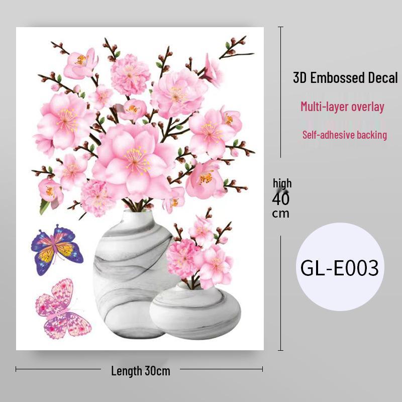 

3D Водонепроницаемая самоклеящаяся наклейка на стену в виде вазы для украшения шкафа и холодильника